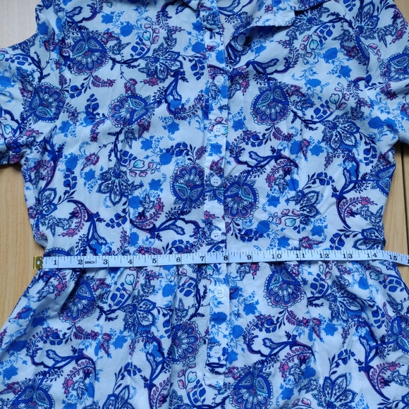 En Creme Spring Summer Button Down Dress in Blue - Picture 6 of 8